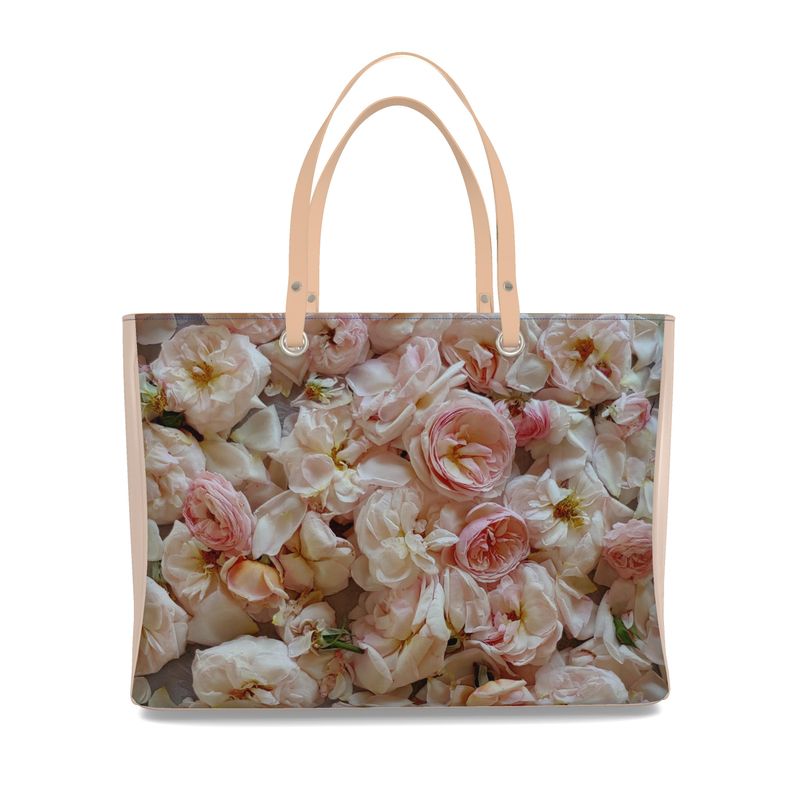 Coco Rose Leather Tote, Ivory