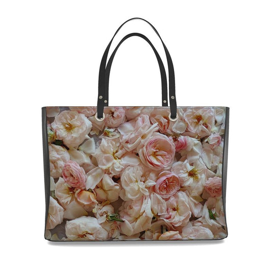 Coco Rose Leather Tote, Black