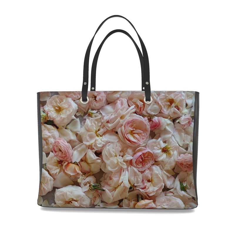 Coco Rose Leather Tote, Black