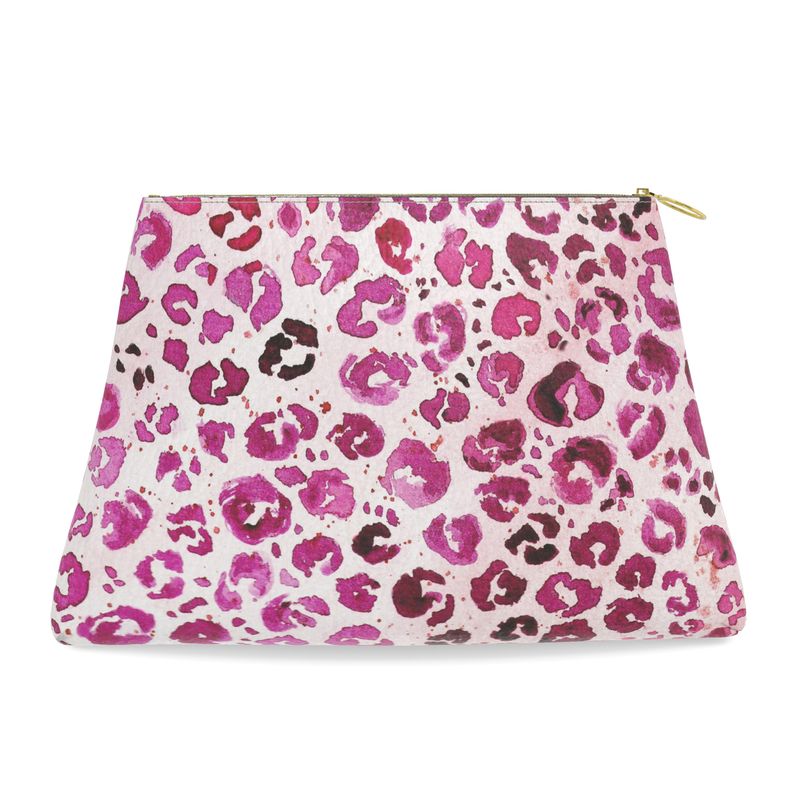 Lipstick Pink Leopard Clutch Bag